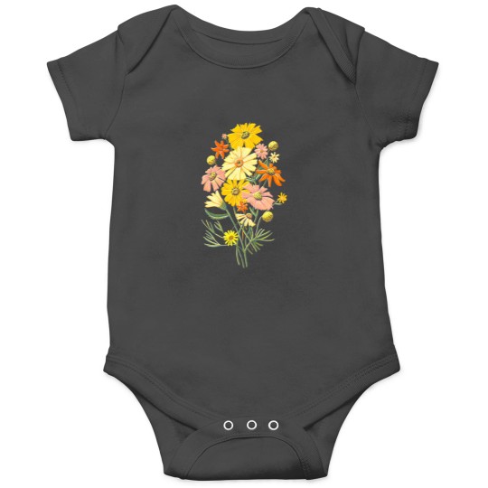 Discover happy wildflowers on navy art by jen montgomery jen montgomery transparentt Classic Onesies