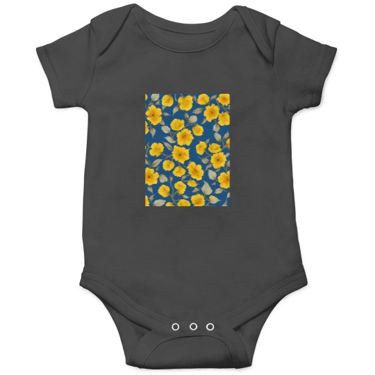 Discover yellow flowers blue background Graphic Onesies