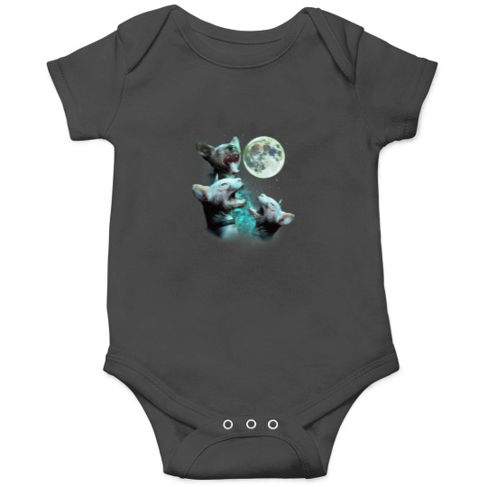 Discover Three Hairless Sphynx Cats Howl At Moon 3 Wolfs Onesies