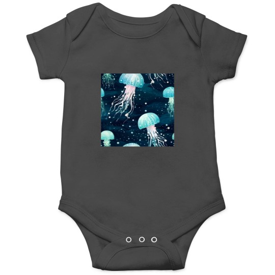 Discover Watercolor Jellyfish Seamless Patterns Onesies