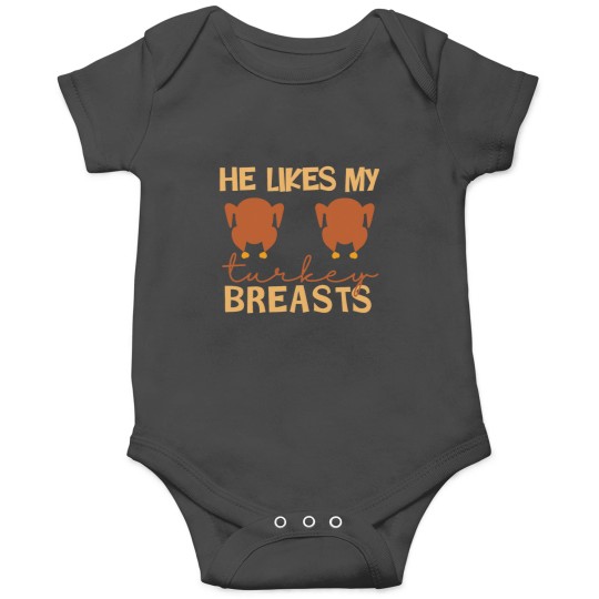 Discover He Likes My Turkey Breasts Couple Matching Thanksgiving Onesies
