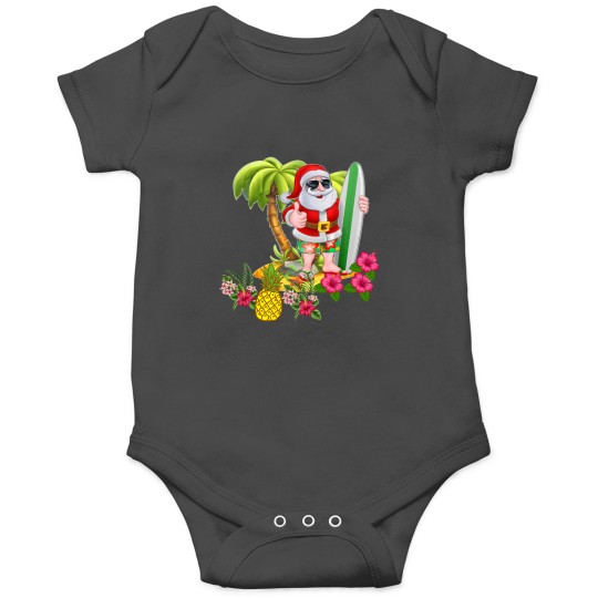 Discover Christmas in July Santa Hawaiian Surfing T Shirt Summer Surf Onesies