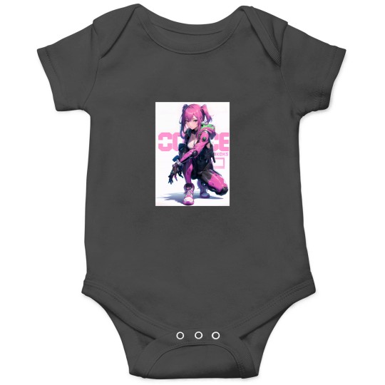 Discover Cute anime manga japanese girl pink hair urban cyberpunkss style Onesies