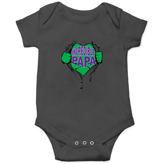 Discover Incredible Papa Superhero Open Chest Greens Man Onesies