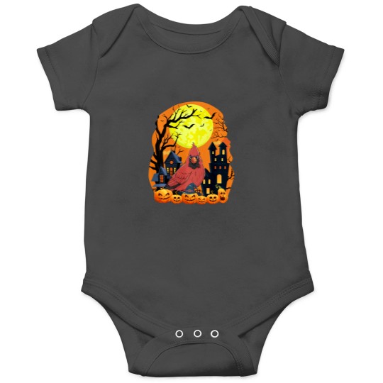 Discover Cardinal Bird With Pumpkins Funny Scary Halloween Party Long Sleeve Onesies
