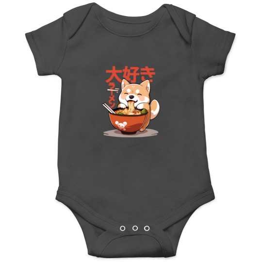 Discover Shiba Inu Slurping Ramen Noodles Cool Anime Sticker Onesies