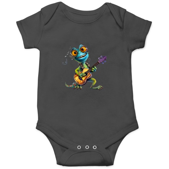 Discover Cartoon Chameleon Plays The Guitar Onesies