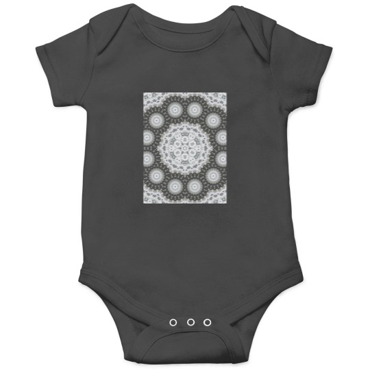 Discover Magic Ripples Kaleidoscope Mandala White Gray Graphic Onesies