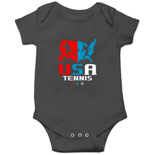 Discover USA Tennis Independence Day American Flag Racket Sports Onesies