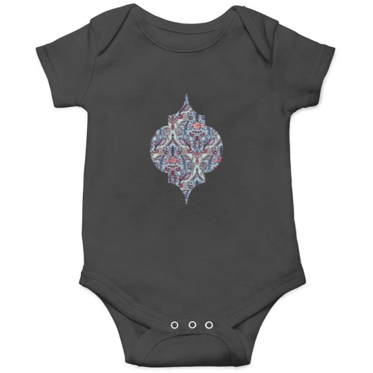 Discover Botanical Moroccan Doodle Pattern In Navy Blue Red  Grey Onesies