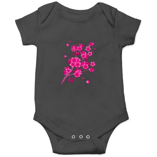Discover Falling Neon Hot Pink Sakura Cherry Blossom Onesies