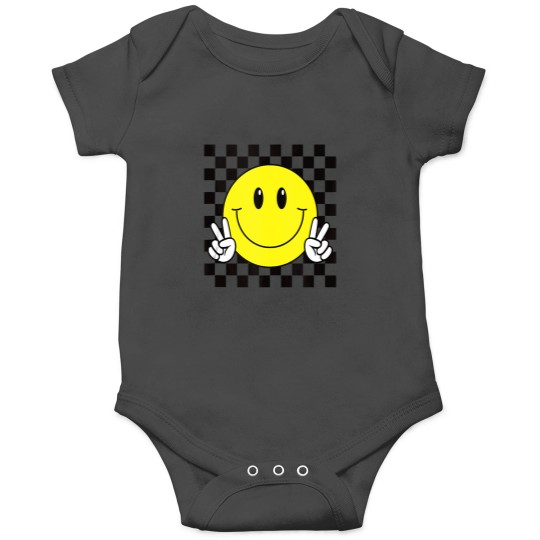 Discover Yellow Smile Face Cute Checkered Peace Smiling happy facess Tank Top Onesies