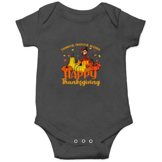 Discover Halloween Thankful Grateful Blessed Happy Thanksgiving Pilgrim Turkey 49 Onesies