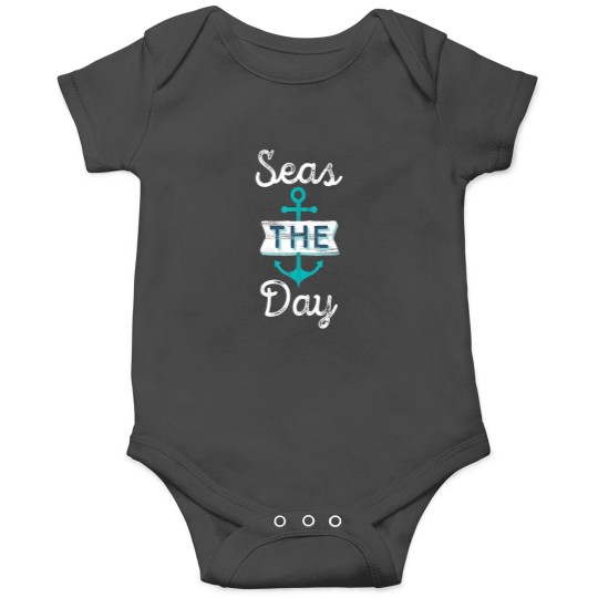 Discover Funny Cruise Saying Seas the Day Teal Nautical Anchor Gift Tank Top Onesies