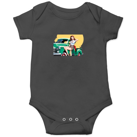 Discover Pin-Up Girl  Pick-Up Vintage Green Onesies