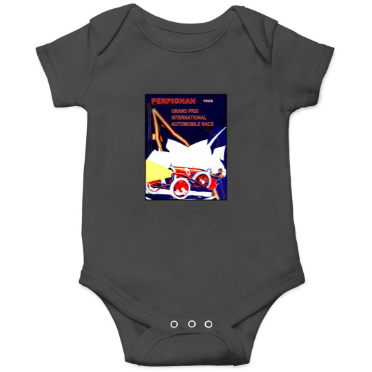 Discover Perpignan Vintage Grand Prix Auto Advertising Print Onesies