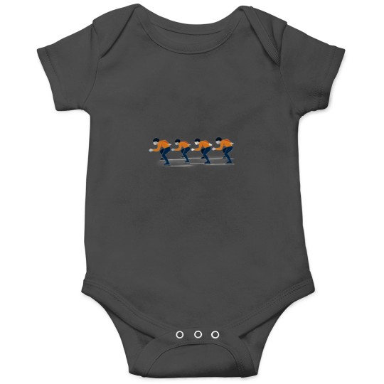 Discover Speedskaters in Orange and Blue Onesies
