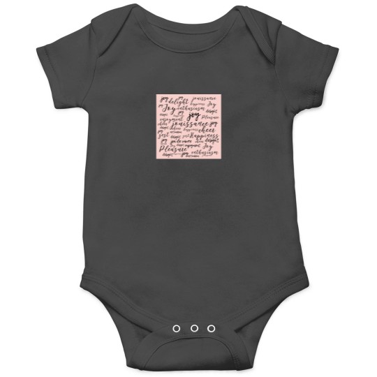 Discover Optimism Joyful Words in Black Script Lettering on Blush Pink Solid. Optimistic Typography Sticker Onesies