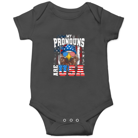 Discover My Pronouns Are USA Patriotic Eagle Funny 4th of July Onesies