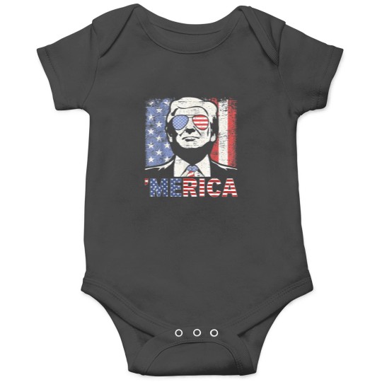 Discover 'merica trump happy 4th of july trump american flag 1 Onesies