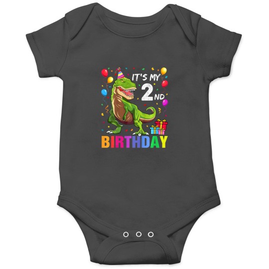 Discover Kids Its My 2nd Birthday Happy 2 Year TRex Shirt Onesies