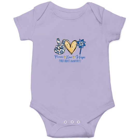 Discover Peace Love Hope Onesies, Child Abuse Awareness Onesies