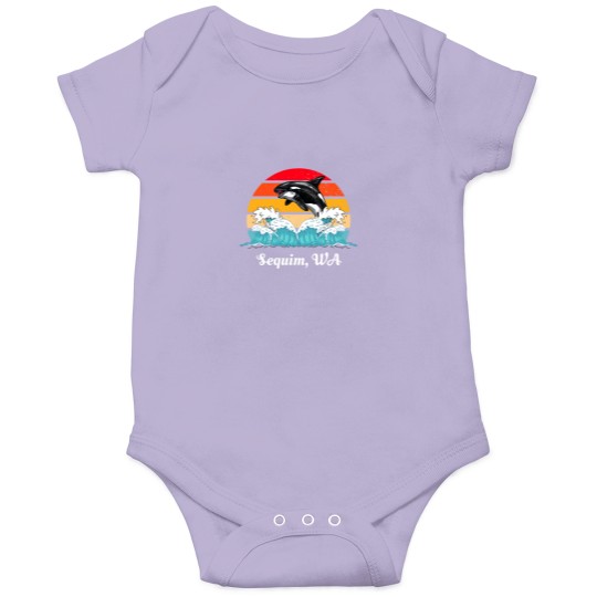 Discover Vintage Sequim WA Distressed Orca Killer Whale Art Onesies