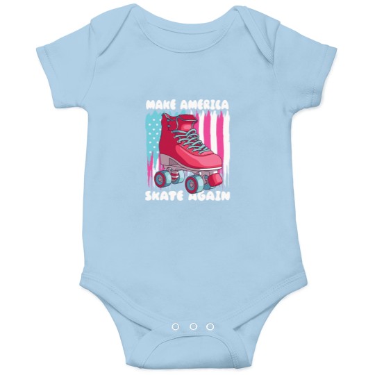 Discover 80s Roller Skate American Flag Cartoon Onesies