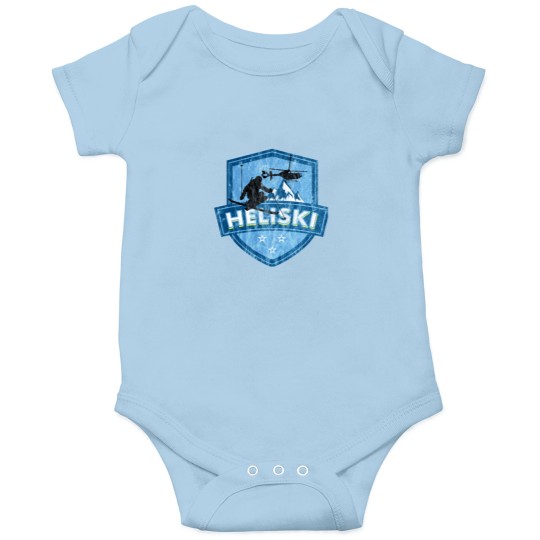 Discover Vintages Heliski Mountain Badge Skis Design.png Onesies