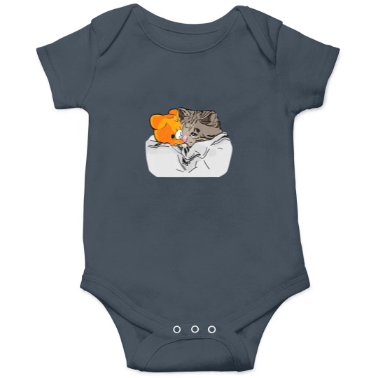 Discover Sad Kitten Cat Crying bed with Teddy Meme Onesies