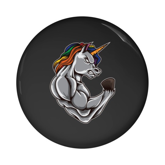 Discover Unicorn At The Gym | Training Fitness Muscles Pin Buttons