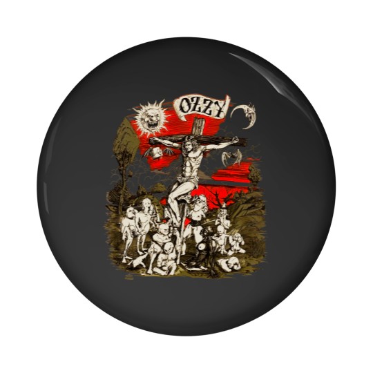 Discover Vintage 1991 Ozzy Osbourne Cross Graphic Pin Buttons