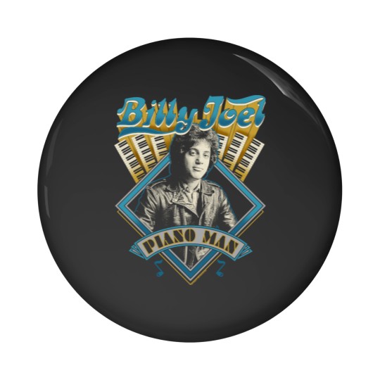 Discover Billy Joel 'Piano Man' (Black) Pin Buttons