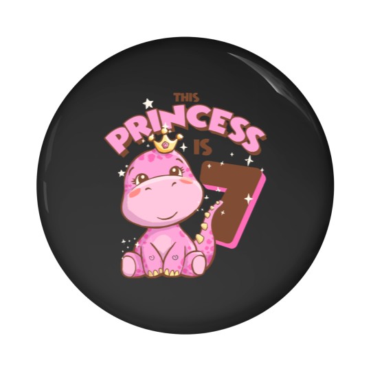 Discover Dinosaur T- Pin Buttons This Princess is 7 Girls 7th Birthday Pink Dinosaur Party T- Pin Buttons