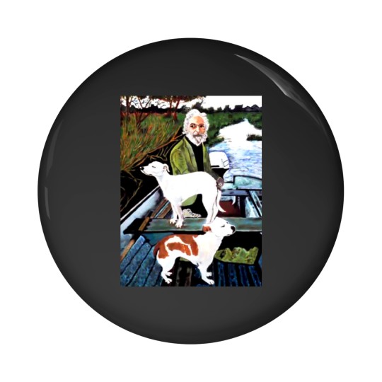 Discover Goodfellas Painting Old Man with Dog Pin Buttons