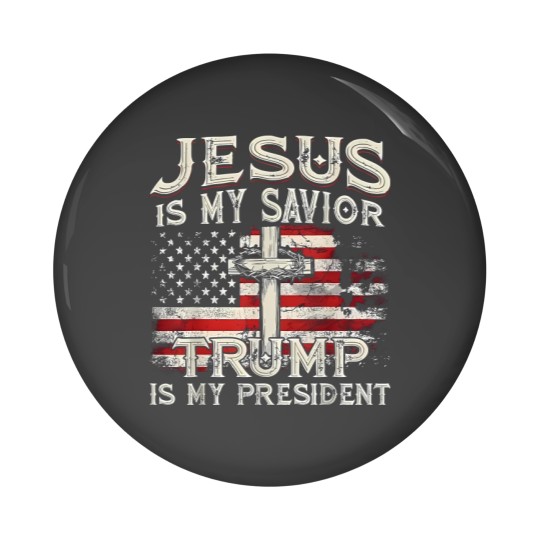Discover Jesus Is My Savior Trump Is My President American Flag Pin Buttons