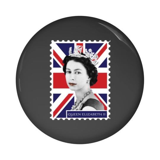 Discover Queen Elizabeth II Stamp_ Union Jack Pin Buttons