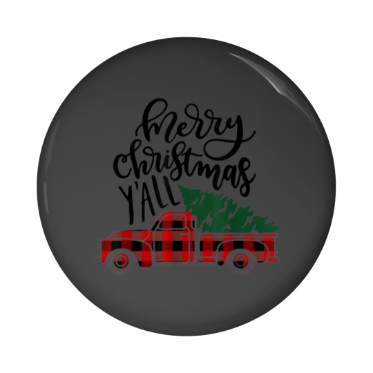 Discover Merry Christmas Yall Vintage Truck With Tree Plaid Pin Buttons
