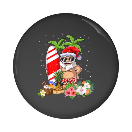 Discover Christmas In July Santa Hawaiian Surfing Summer Surf Pin Buttons