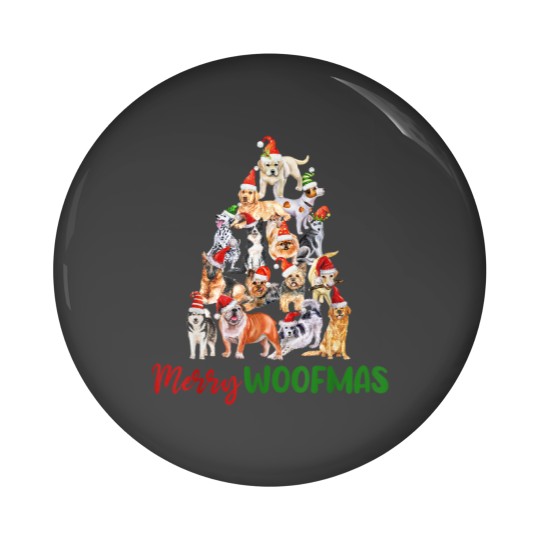 Discover Christmas Dogs Tree Merry Woofmas Cute Funny Xmas Pin Buttons