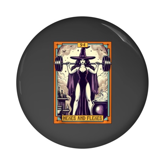 Discover Witch Workout Fitness Deadlifting Hexes  Flexes Tarot Card Pin Buttons