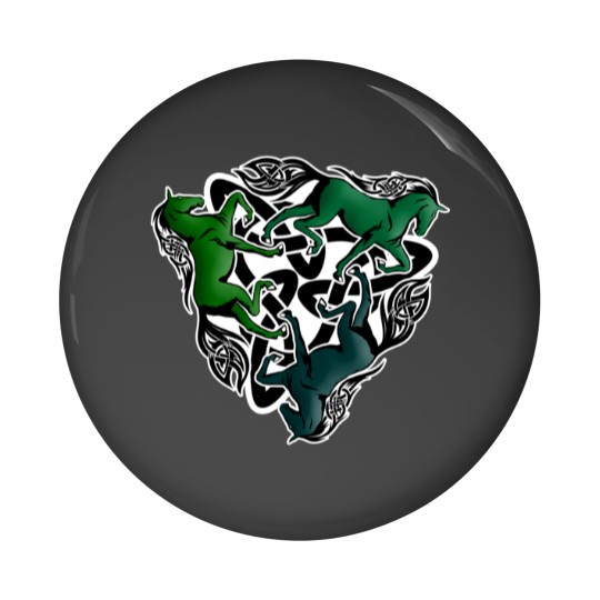 Discover Triquetra Green Horses Pin Buttons