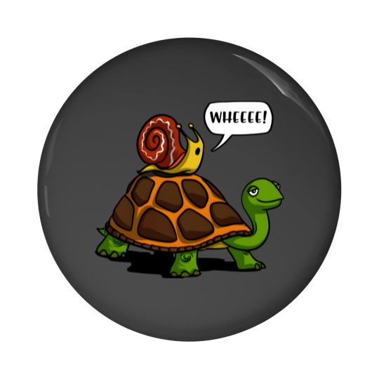 Discover Snail Riding Turtle Pin Buttons