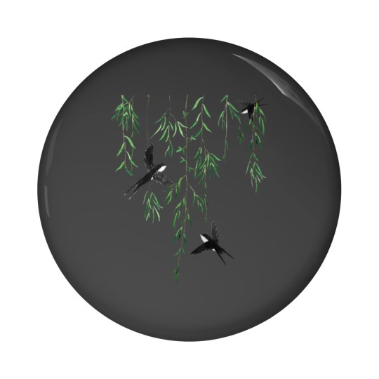 Discover 3 swallows and willow leaves Active Pin Buttons