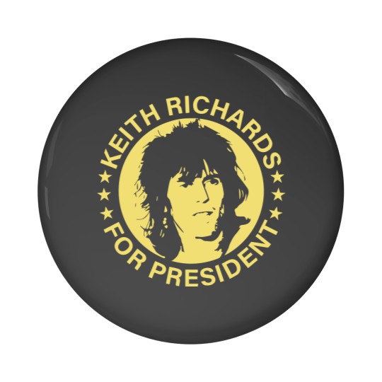 Discover Keith Richards  For President Star Yellow Fan Music Classic Pin Buttons
