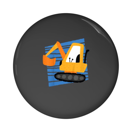 Discover Kids Construction Excavator Machine Cartoon Graphic for Pin Buttons