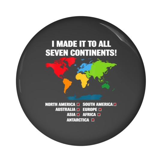 Discover world traveler seven continents 7 continents club white Pin Buttons