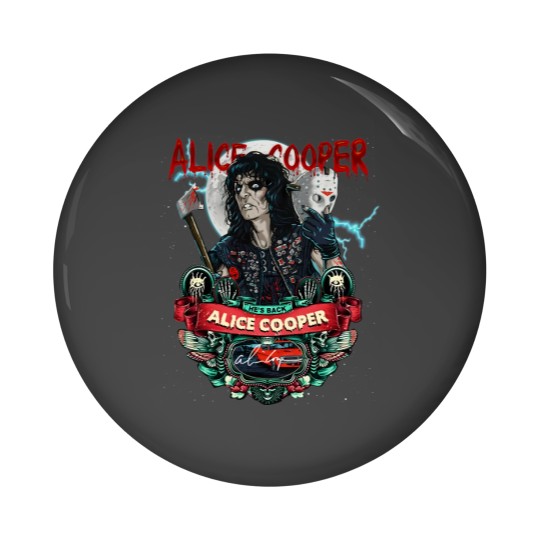 Discover Signature Alice Cooper He's Back Pin Buttons, Alice Cooper Vintage