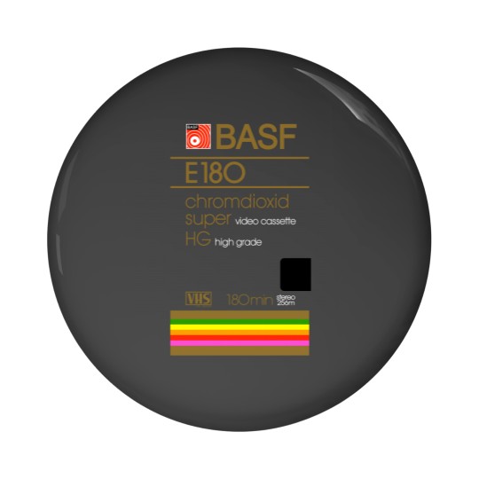 Discover BASF E180 VHS Tape Pin Buttons