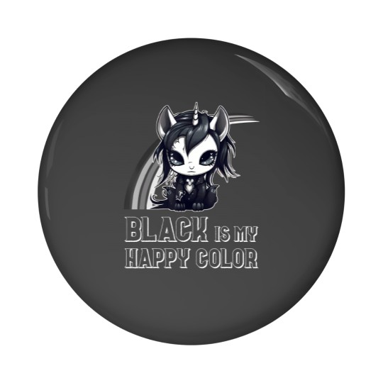 Discover black is my happy color goth girl emo gothic unicorn Pin Buttons